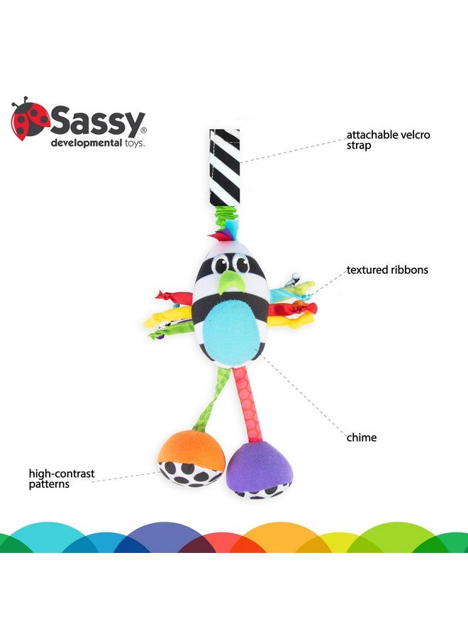 Sassy Boppin’ Birdie | Developmental Plush Toy for Early Learning | High Contrast | Attaches to Baby Gear for Travel | for Ages Newborn and Up (80660) - Image 3