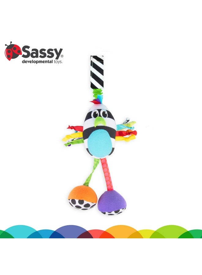 Sassy Boppin’ Birdie | Developmental Plush Toy for Early Learning | High Contrast | Attaches to Baby Gear for Travel | for Ages Newborn and Up (80660) - Image 2