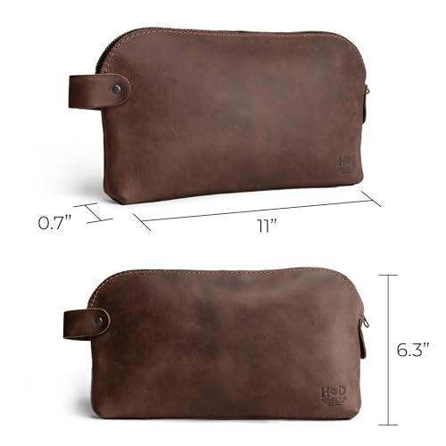 Hide & Drink, Large Rustic All Purpose Dopp Kit Utility Bag for Cords & Chargers, Travel Bag, Multi-Purpose Bag, Full Grain Leather, Handmade, Espresso - Image 4
