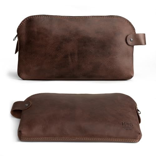 Hide & Drink, Large Rustic All Purpose Dopp Kit Utility Bag for Cords & Chargers, Travel Bag, Multi-Purpose Bag, Full Grain Leather, Handmade, Espresso - Image 2