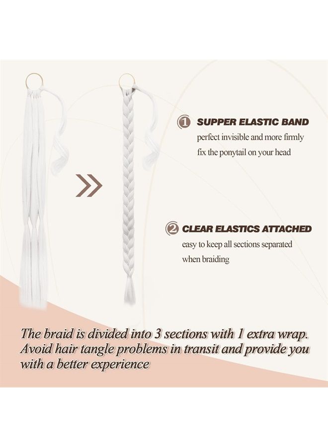 BARSDAR 30 Inch Long Braided Ponytail Extension with Hair Tie Straight Wrap Around Hair Extensions Pony Tail DIY Natural Soft Synthetic Hair Piece for Women -Ash Platinum Blonde - Image 2