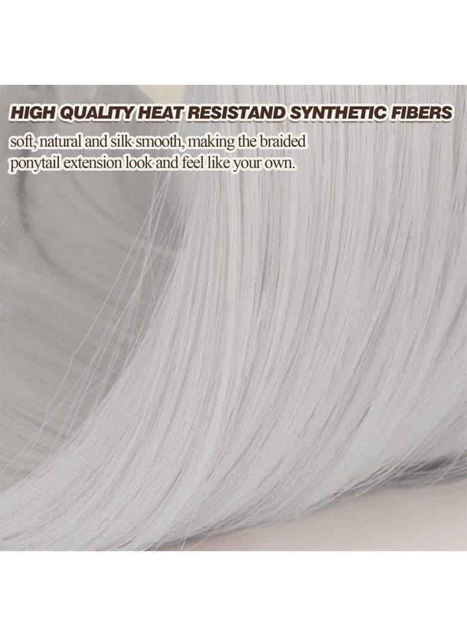BARSDAR 30 Inch Long Braided Ponytail Extension with Hair Tie Straight Wrap Around Hair Extensions Pony Tail DIY Natural Soft Synthetic Hair Piece for Women -Ash Platinum Blonde - Image 3