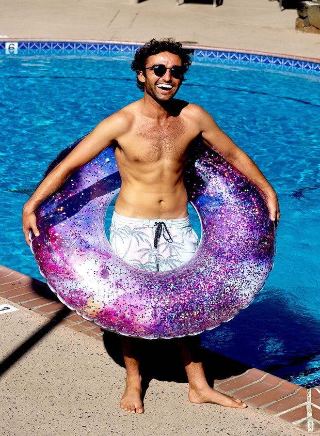 Poolcandy Relax in Style with The 48-inch Inflatable Galaxy Deep Space Glitter Pool Float - Durable, Comfortable, and Easy to inflate - Image 4