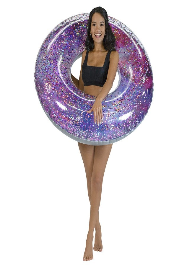 Poolcandy Relax in Style with The 48-inch Inflatable Galaxy Deep Space Glitter Pool Float - Durable, Comfortable, and Easy to inflate - Image 1