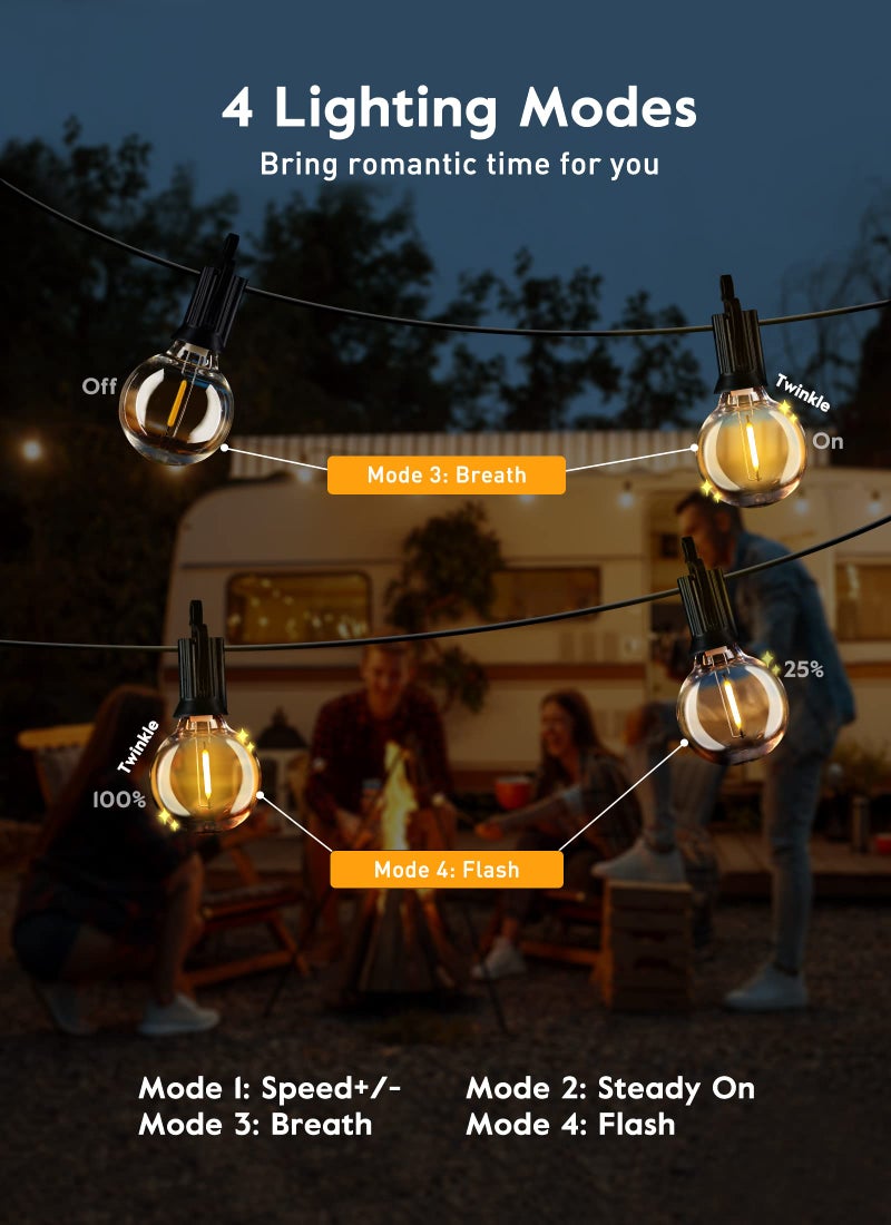 Brightown Outdoor String Lights with Remote, 28Ft Patio Lights Outdoor Waterproof, String Lights for Outside with 15 Shatterproof LED Bulbs, Hanging Lights for Porch Balcony Bistro Cafe - Image 4