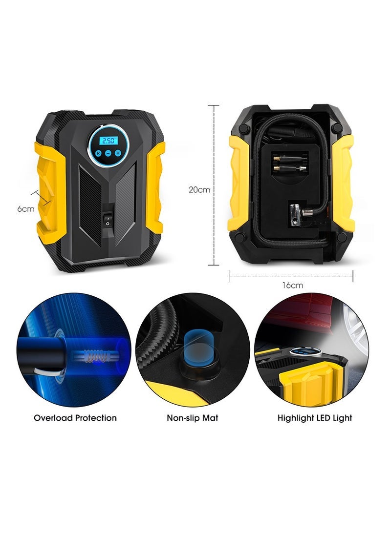 general Portable Automobile Air Compressor Digital Tire Inflation Pump LED Lamp Tire Compression Pump Compressor For Car Motorcy - Image 5