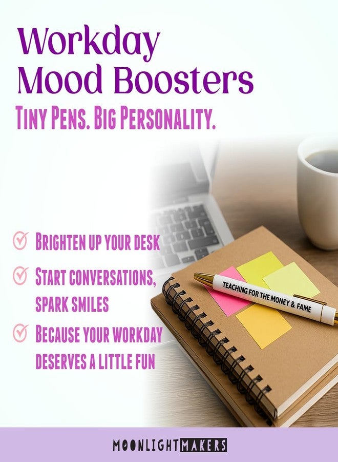 Moonlight Makers Funny Pens - Cute Pens with Anxiety Quotes, Black Ink Ballpoint Pen, Snarky Office Desk Accessories, Women, Colleagues, Friends, Gift Ideas, 5 Pack - Image 5