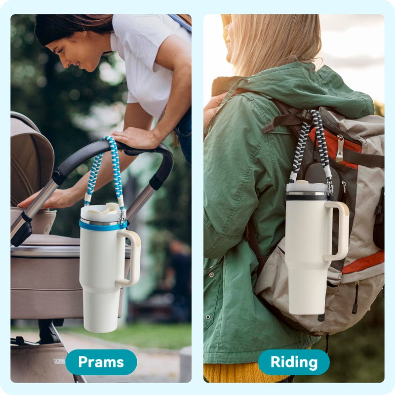 Soledea Water Bottle Handle Strap Compatible with Owala & Stanley Cups, Hand-Woven Lanyards Silicone Water Bottle Sling, Carrier, Holder with Strap - Image 3