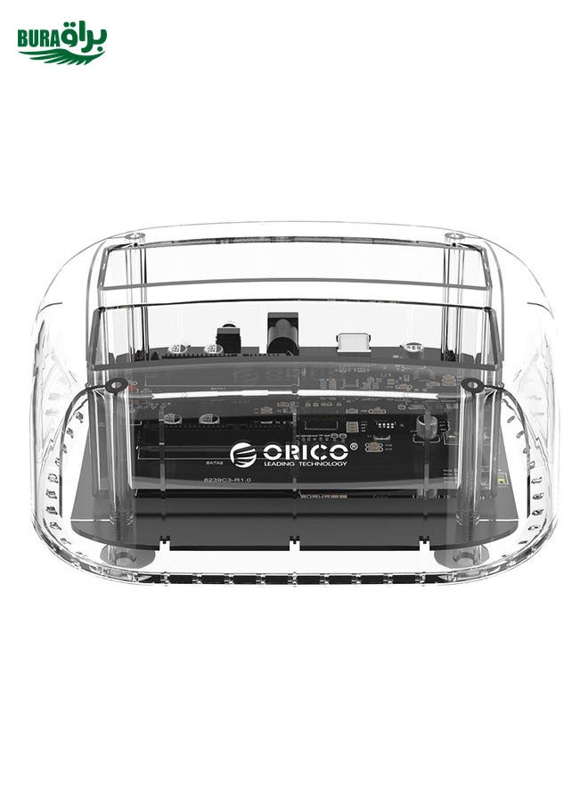 BURAQ ORICO 6239C3 2.5/3.5inch 2 Bay Transparent Type-C Hard Drive Dock  - Image 2