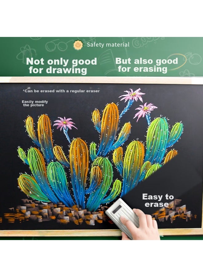 Jinzhi Colorful 24-color Dustless Chalk، غير سام، للطباشير السبورة للمعلمين، متعدد الألوان الزاهية، للوحة الإعلانات السبورة، طباشير الرسم الزاهية الألوان، طباشير التدريس للأطفال، 72 قطعة/علبة - Image 3