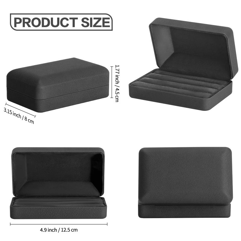 KUKUVR Velet Ring Storage Box, Travel Jewelry Case with 3 Slot Ring Display Organizer (Black) - Image 3