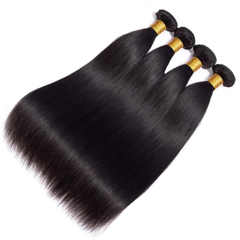 WOWQUEEN Brazilian Straight Human Hair 4 Bundles 18 20 22 24 Inch 100% Unprocessed Virgin Straight Weave Bundles Human Hair - Image 2
