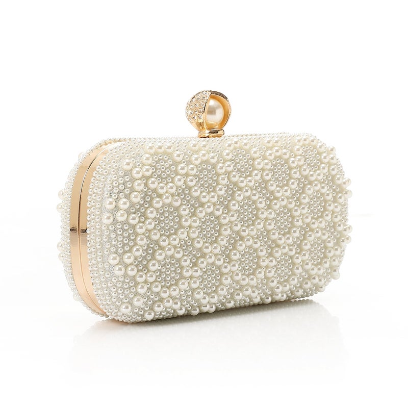 مستر.جو كلاتش سواريه بيضاوية الشكل مزينة باللؤلؤ - بيج - Image 2