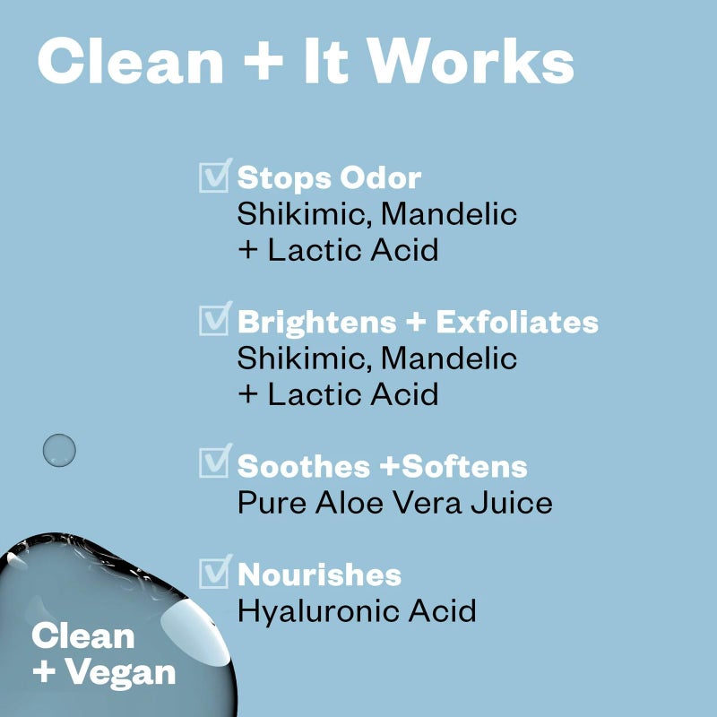 Kosas مزيل العرق كوساس كيميستري - خالي من الألمنيوم وصودا الخبز + سيروم AHA لمكافحة رائحة الجسم يقشر، يلين، ويغذي البشرة، (نظيف كالشاطئ) - Image 3