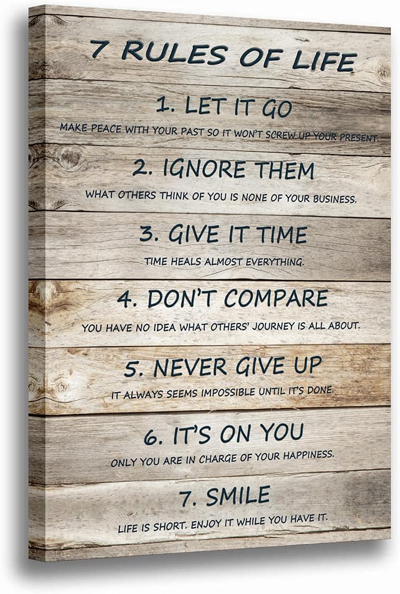 Paimuni 7 Rules of Life Motivational Canvas Print - Image 1
