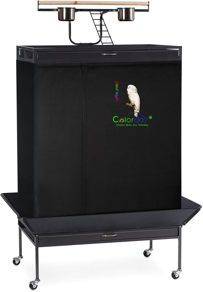 Colorday Good Night Bird Cage Cover for Large Bird Cage with Play Top Patented Extra Large Black