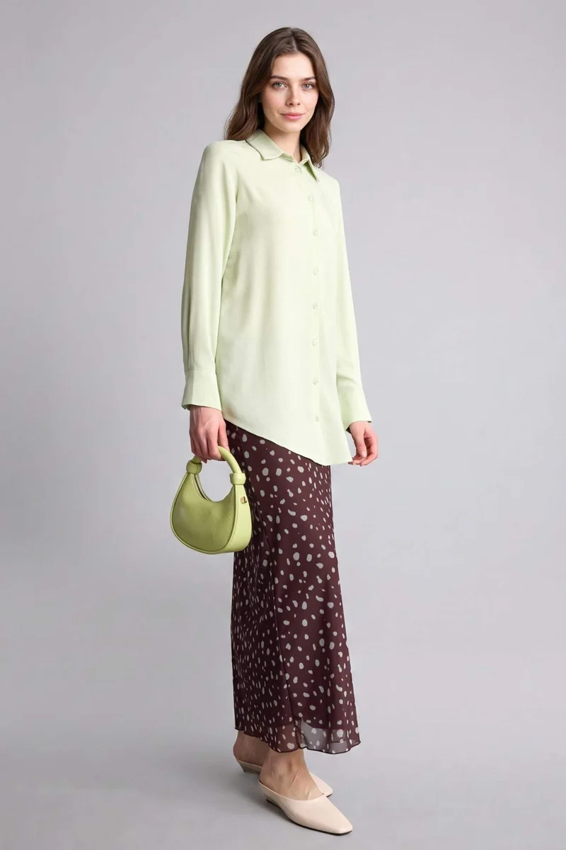 ديفاكتو A Line Printed Tulle Knitted Skirt