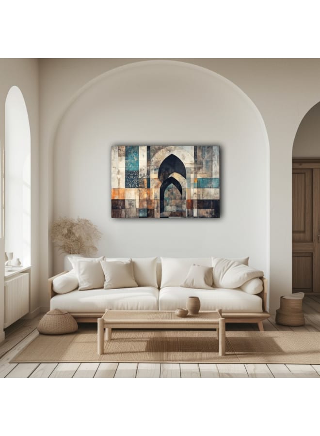 هوم جاليري لوحة تجريدية بأشكال هندسية وأبواب مقوسة، مطبوعة على قماش الكانفس - Image 3