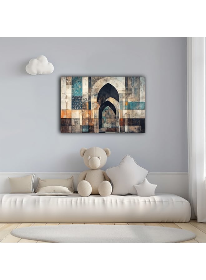 هوم جاليري لوحة تجريدية بأشكال هندسية وأبواب مقوسة، مطبوعة على قماش الكانفس - Image 2