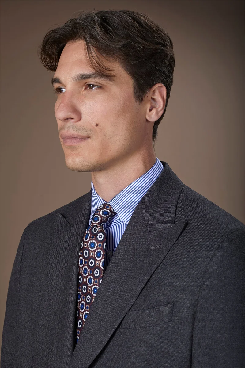 Doppelganger Men's tie with macro geometric patterns - DK Brown
