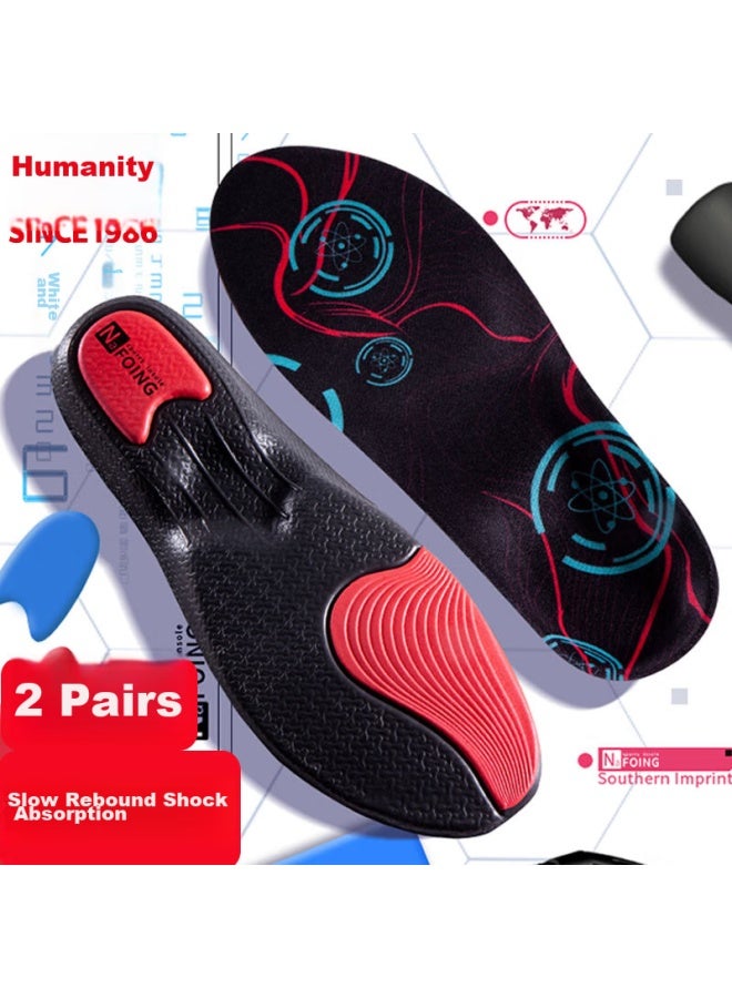 Renben 2 Pairs Of Sports Insoles For Men, Sweat-absorbent, Breathable, Shock-absorbing, Arch Support, Basketball, Running, Women 6628 Black Red 39-40 - Image 1