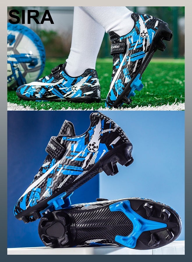 SIRA Kids' Soccer Cleats - Firm-Ground Football Shoes with TPU Studs for Superior Traction, Breathable Mesh & Easy Strap Closure, Perfect for Training & Matches (Blue) - Image 5