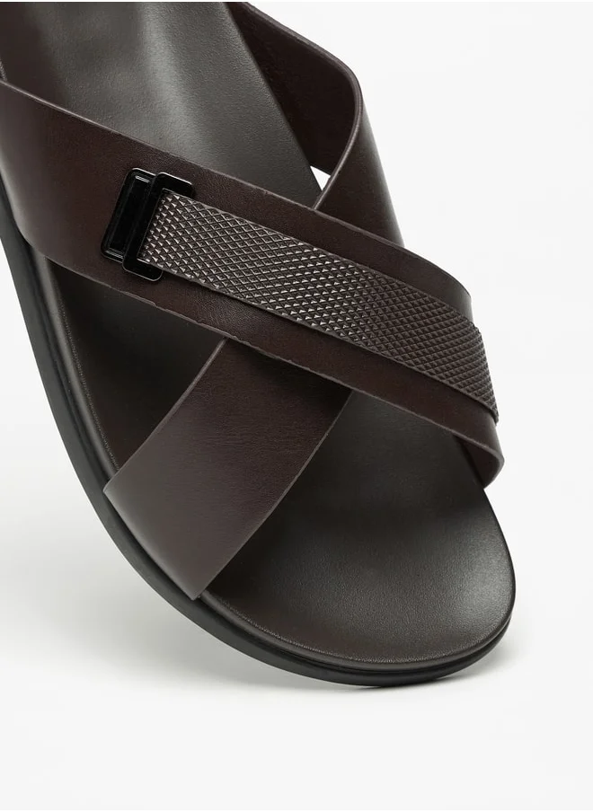 ال بي ال من شو اكسبرس Textured Slip-On Cross Strap Arabic Sandals