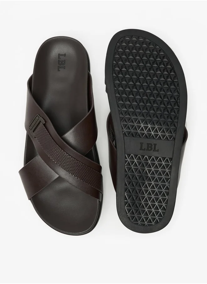 ال بي ال من شو اكسبرس Textured Slip-On Cross Strap Arabic Sandals