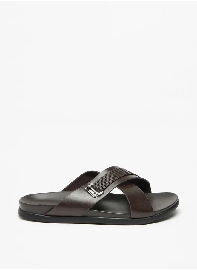 ال بي ال من شو اكسبرس Textured Slip-On Cross Strap Arabic Sandals