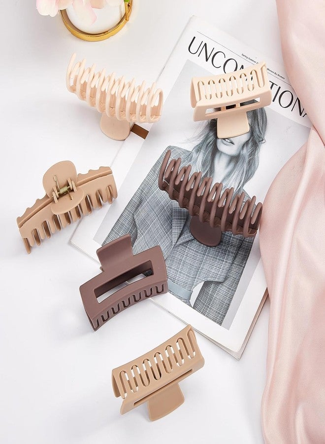 BIG BOX 8-pcs Hair Claw Clips for Women Matte Non-Slip | 4.3 inch & 3.5 inch Hair Clips | Strong Hold for Thick/Thin Hair & Curly Hair | Neutral Colors, All-Day Secure Grip - Image 4