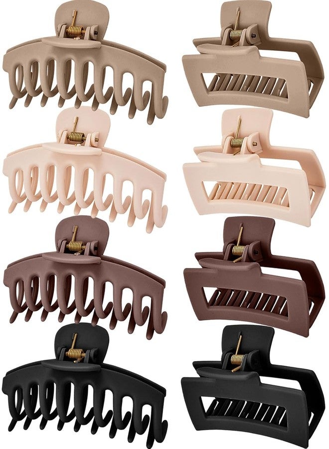 BIG BOX 8-pcs Hair Claw Clips for Women Matte Non-Slip | 4.3 inch & 3.5 inch Hair Clips | Strong Hold for Thick/Thin Hair & Curly Hair | Neutral Colors, All-Day Secure Grip - Image 1