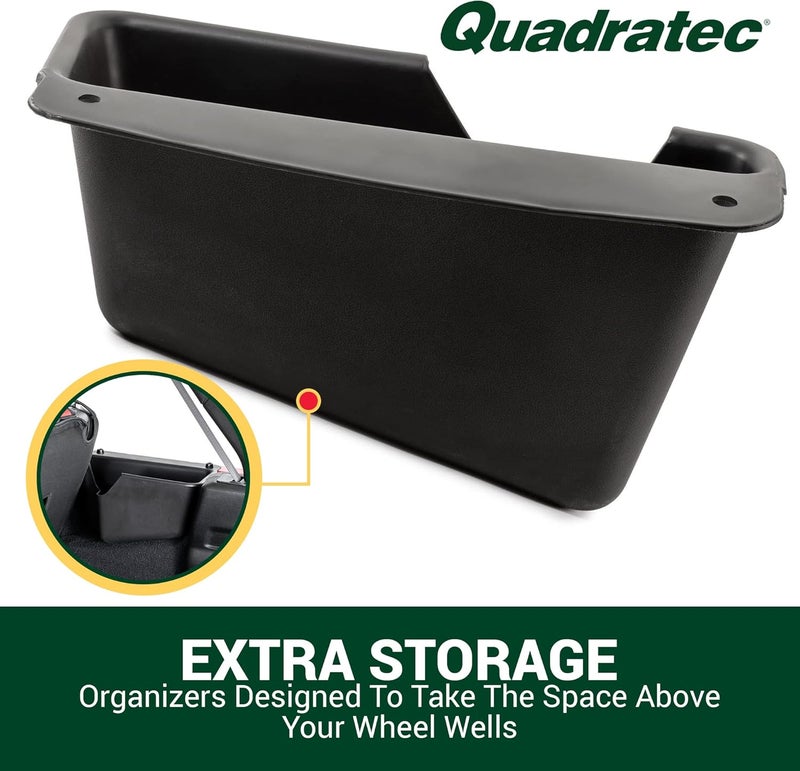 Quadratec Rear Wheel Well Storage Organizer Bin, 2-Piece Set for Jeep Wrangler JL Unlimited 4-Door (2018-2022) - Image 2