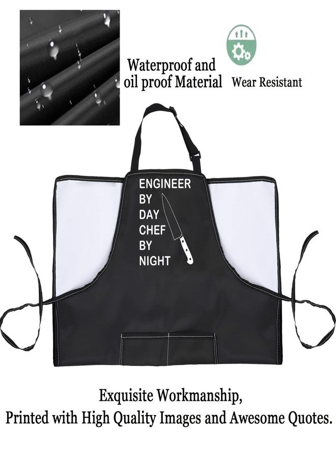 PXTIDY Funny Engineer Gift Kitchen Apron Cooking Lover Gift Engineer By Day Chef By Night Cooking Chef Apron Engineer Geek Gift (Black) - Image 4