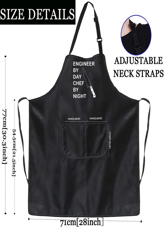 PXTIDY Funny Engineer Gift Kitchen Apron Cooking Lover Gift Engineer By Day Chef By Night Cooking Chef Apron Engineer Geek Gift (Black) - Image 3