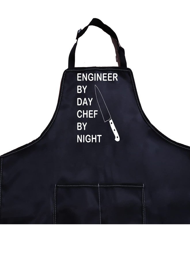 PXTIDY Funny Engineer Gift Kitchen Apron Cooking Lover Gift Engineer By Day Chef By Night Cooking Chef Apron Engineer Geek Gift (Black) - Image 2