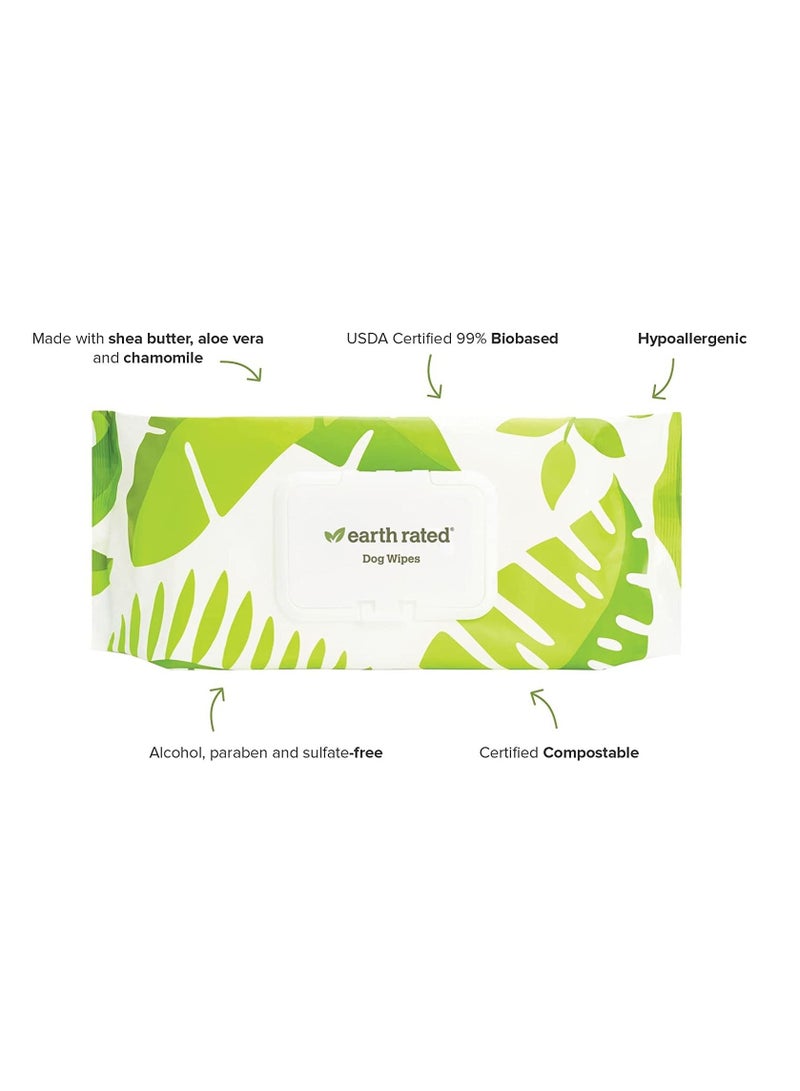 إيرث ريتد مناديل مبللة سميكة للكلاب سهلة الاستخدام للكفوف والجسم برائحة الافندر 100 قطعة - Image 3