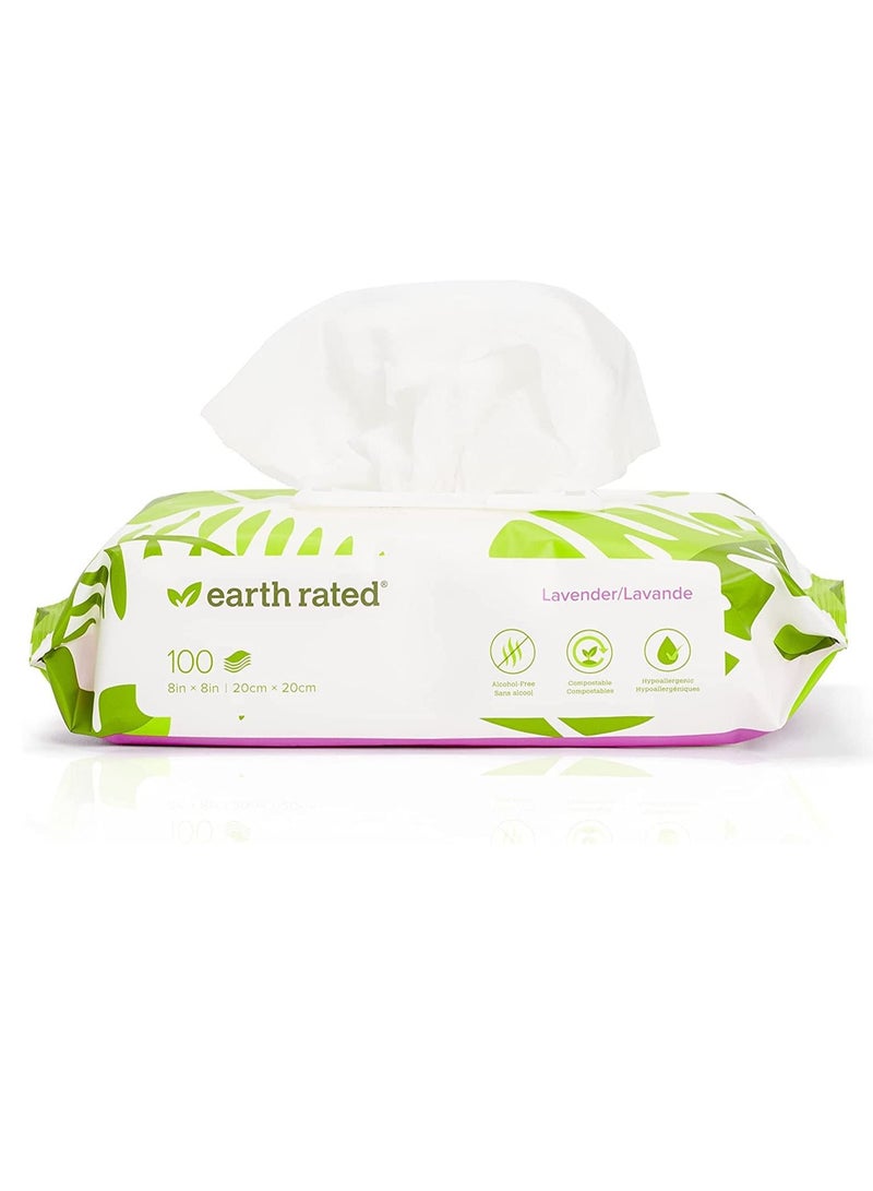 إيرث ريتد مناديل مبللة سميكة للكلاب سهلة الاستخدام للكفوف والجسم برائحة الافندر 100 قطعة - Image 1