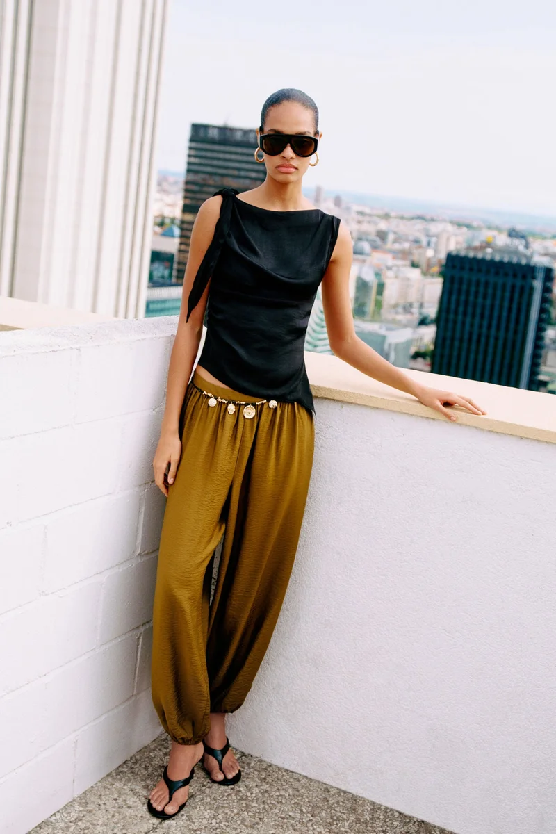 H&M Asymmetric tie-detail top