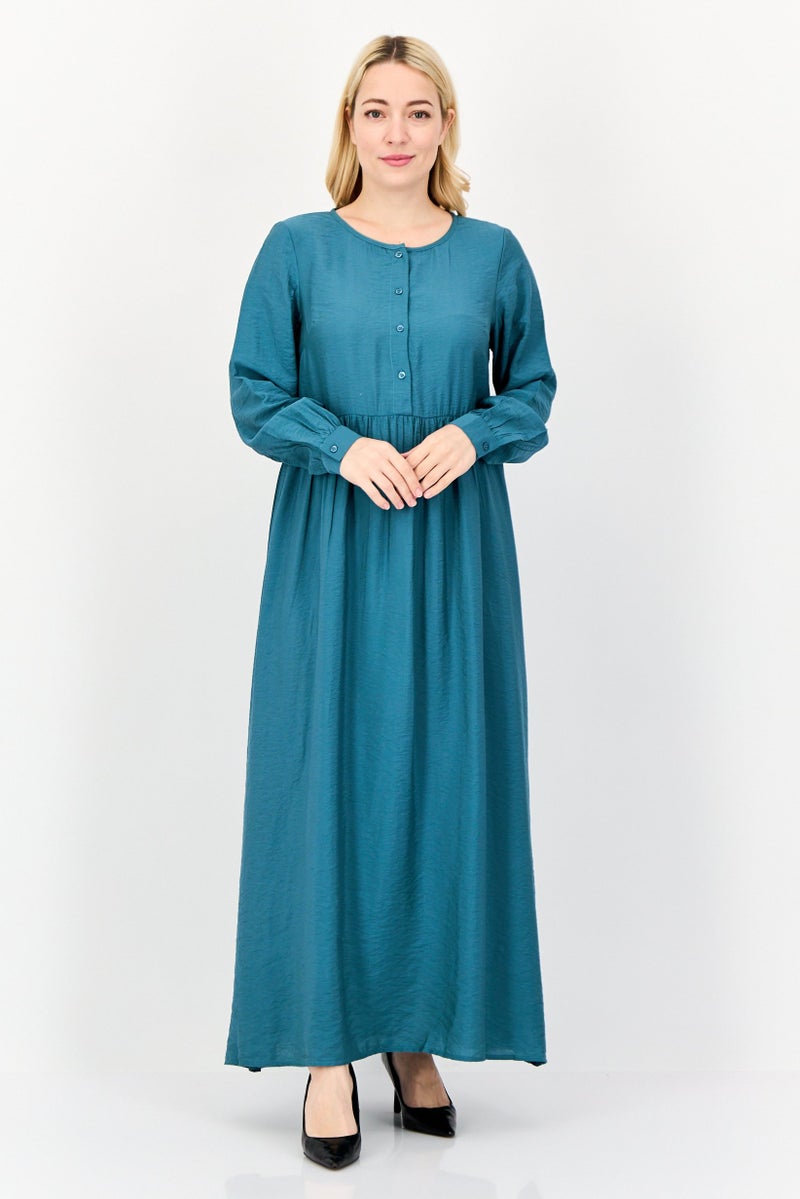 bebe Women Plain Maxi Dress, Green - Image 1