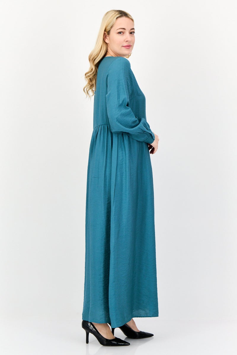 bebe Women Plain Maxi Dress, Green - Image 3