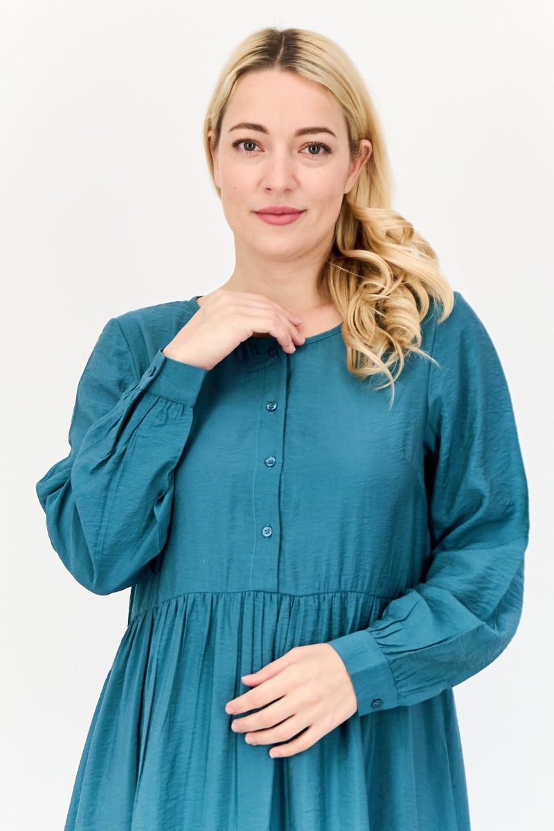 bebe Women Plain Maxi Dress, Green - Image 2