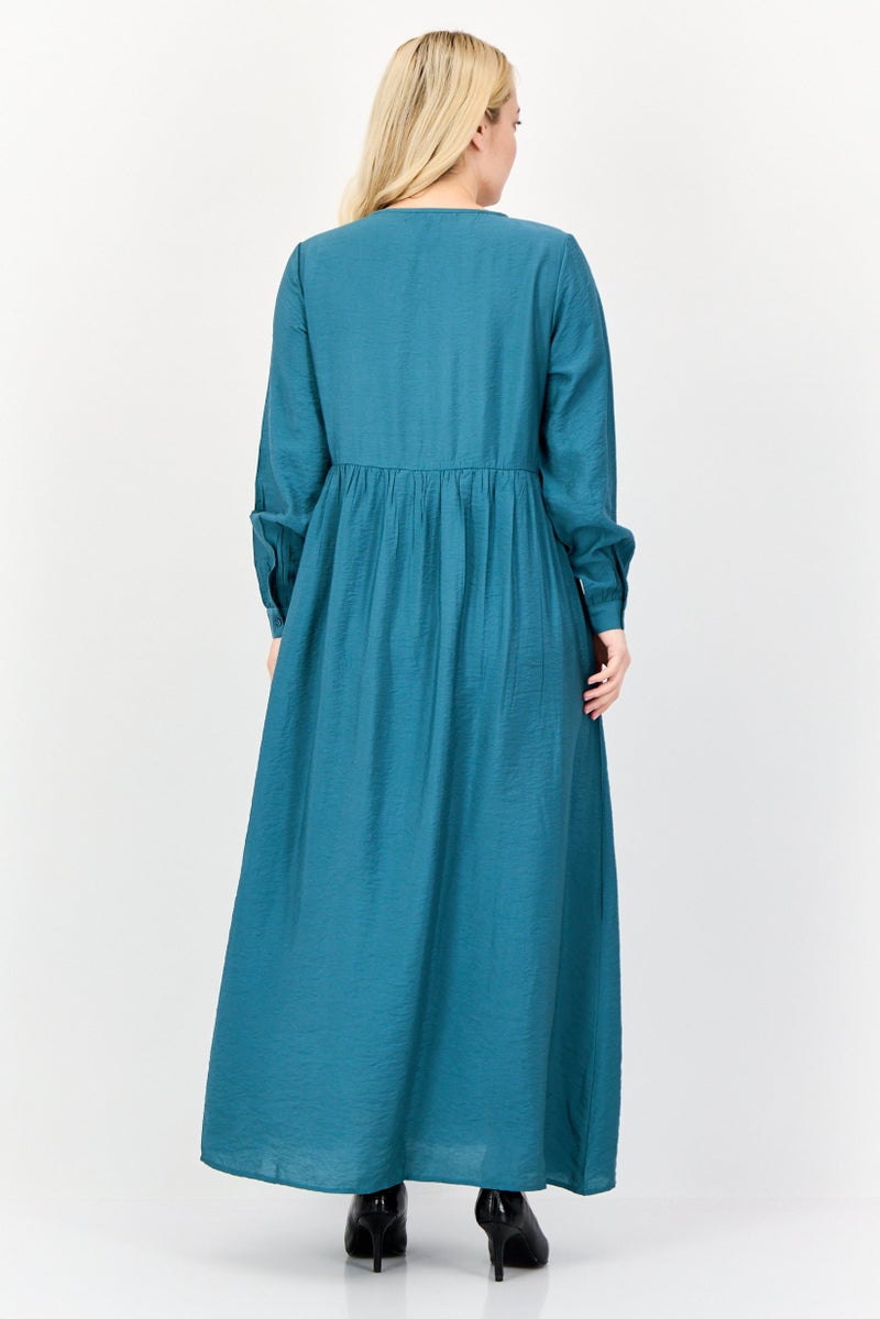 bebe Women Plain Maxi Dress, Green - Image 4