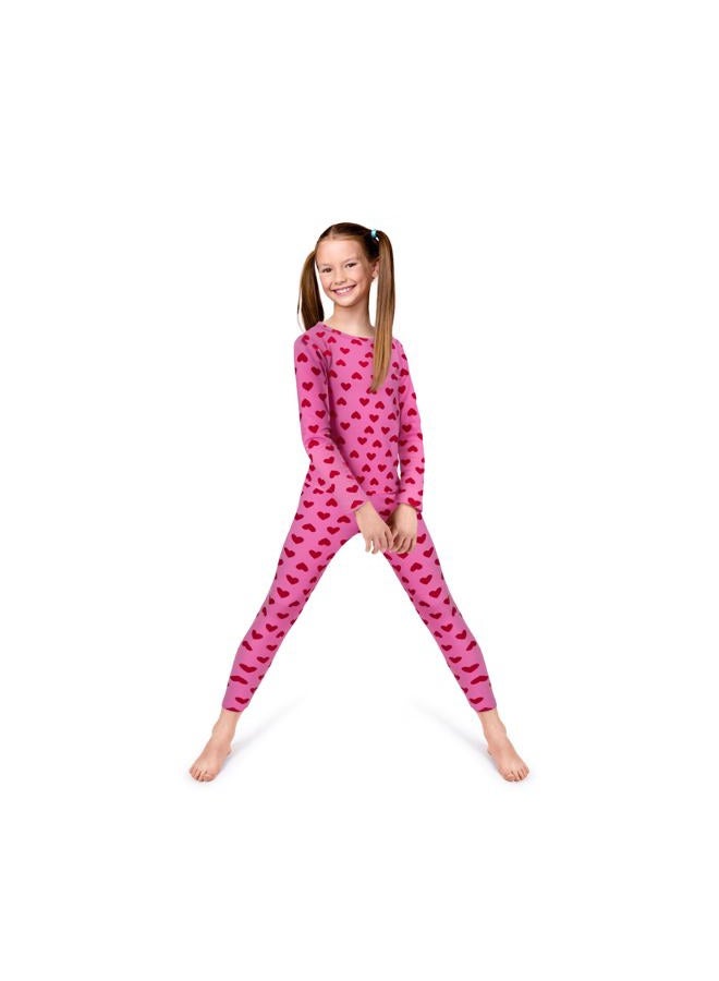 Rocky Thermal Underwear For Girls (Thermal Long Johns Set) Shirt & Pants, Base Layer w/Leggings/Bottoms Ski/Extreme Cold, Heart Design, S - Image 1