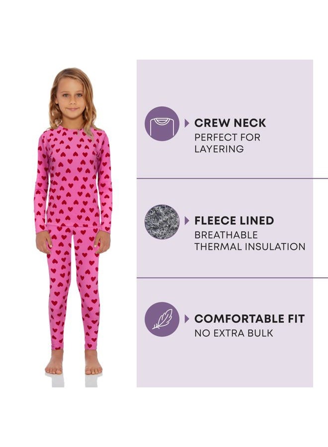Rocky Thermal Underwear For Girls (Thermal Long Johns Set) Shirt & Pants, Base Layer w/Leggings/Bottoms Ski/Extreme Cold, Heart Design, S - Image 2
