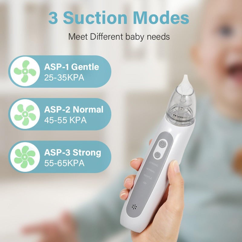 Lonnalee Baby Nasal Aspirator, Electric Nasal Aspirator, Baby Vacuum Cleaner with 3 Suction Levels, 3 Sizes, Silicone Tips and Light Soothing, Music Function - Image 4