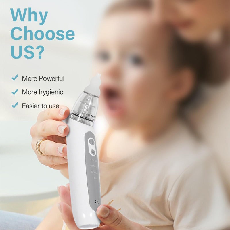 Lonnalee Baby Nasal Aspirator, Electric Nasal Aspirator, Baby Vacuum Cleaner with 3 Suction Levels, 3 Sizes, Silicone Tips and Light Soothing, Music Function - Image 2