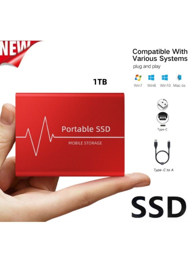 Generic - Portable SSD 1TB Mobile Solid State Drive Portable External Drive 3 in 1 Type-c 1TB High Speed Hard Drive for PC Laptop Mac Data Storage and Transfer and Android Phone, Mac OS，Computers and Tablets - Image 1