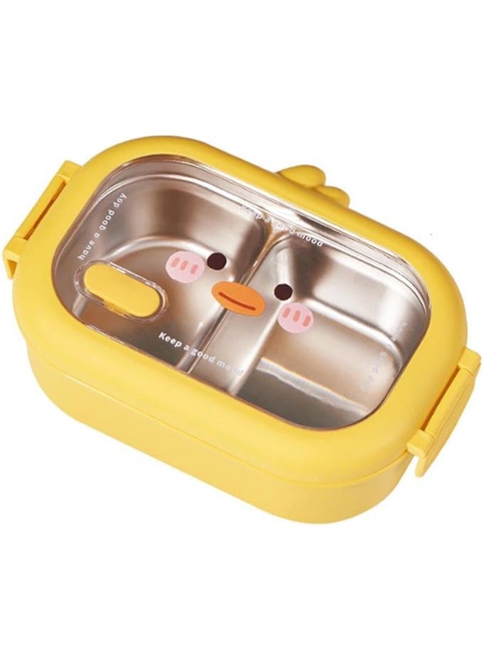 TYCOM Stainless Steel Lunch Box for Kid School, Insulated Bento Lunch Box, 2 Compartment Divided Lunch Containers with Lids, Leakproof | BFA Free | Dishwasher Safe (Duck) - Image 1