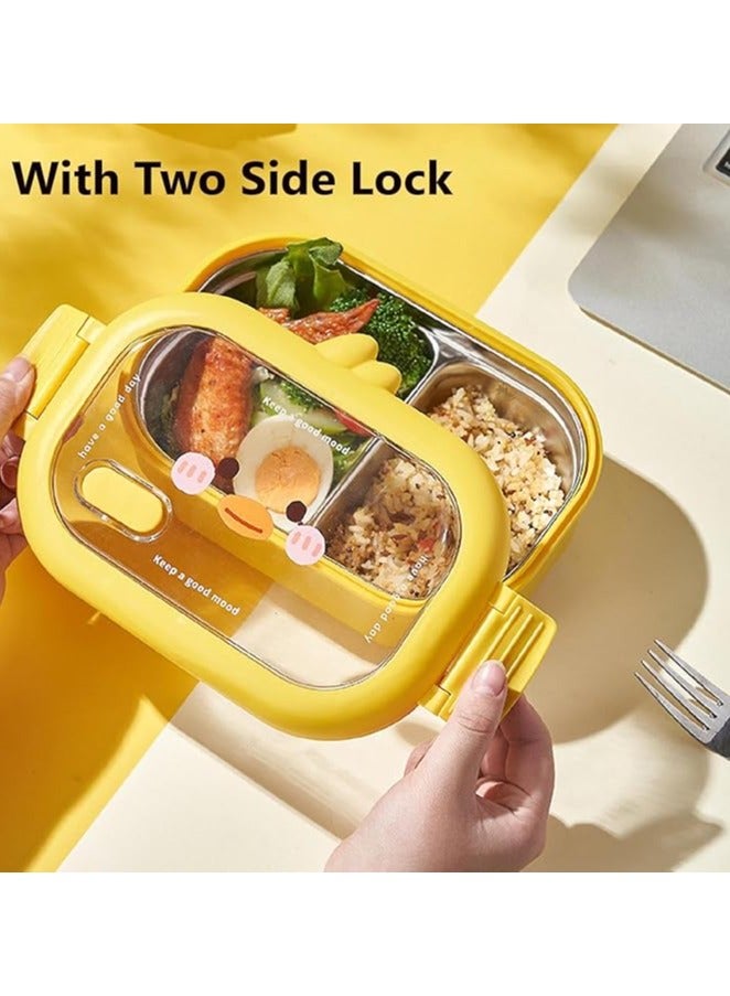 TYCOM Stainless Steel Lunch Box for Kid School, Insulated Bento Lunch Box, 2 Compartment Divided Lunch Containers with Lids, Leakproof | BFA Free | Dishwasher Safe (Duck) - Image 2