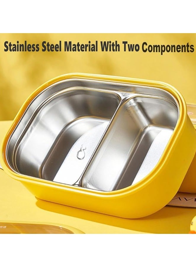 TYCOM Stainless Steel Lunch Box for Kid School, Insulated Bento Lunch Box, 2 Compartment Divided Lunch Containers with Lids, Leakproof | BFA Free | Dishwasher Safe (Duck) - Image 5